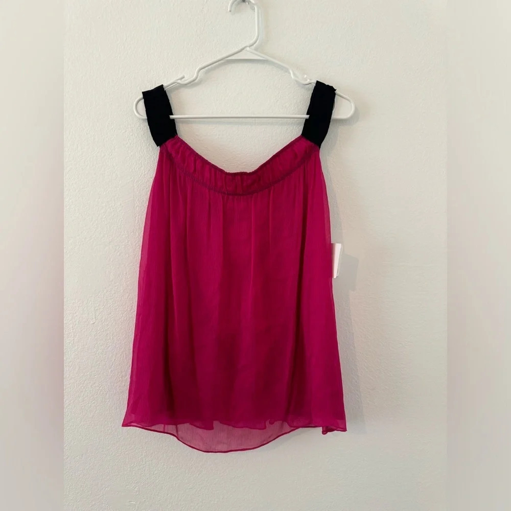 DIANE von FURSTENBERG MARSTON RASPBERRY TOP Sleeveless Silk Size 6 Ribbon Straps
